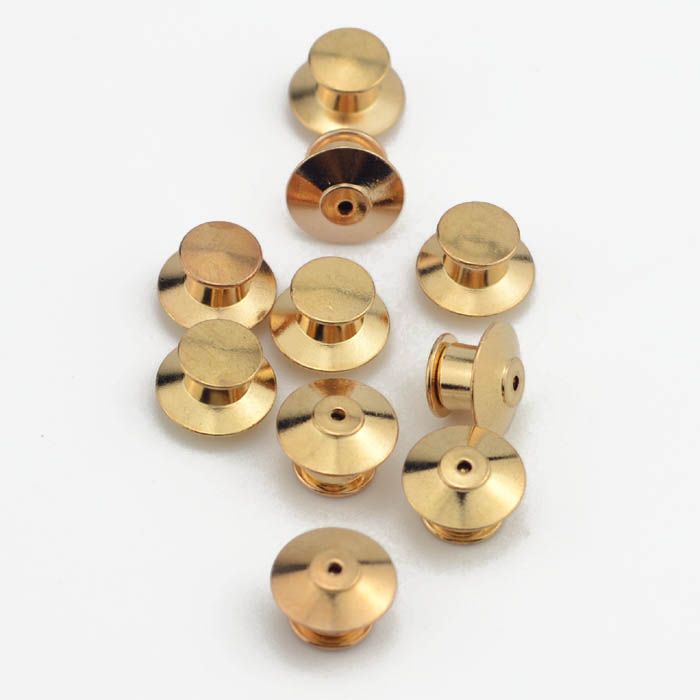 Premium Locking Pin Backs-Best Available 10 PCS (Golden)