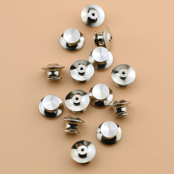 10PC Locking Pin Backs Metal Locking Clasp Pin Keepers for Badge Books Hats Bags